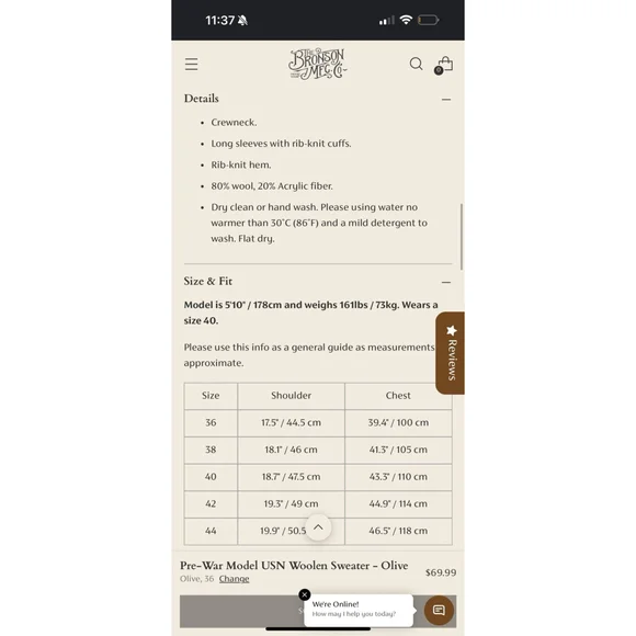 Bronson Vintage 1930s USN Woolen Sweater Warm Thick Wool Sweater Knit Top 40 - Picture 7 of 7